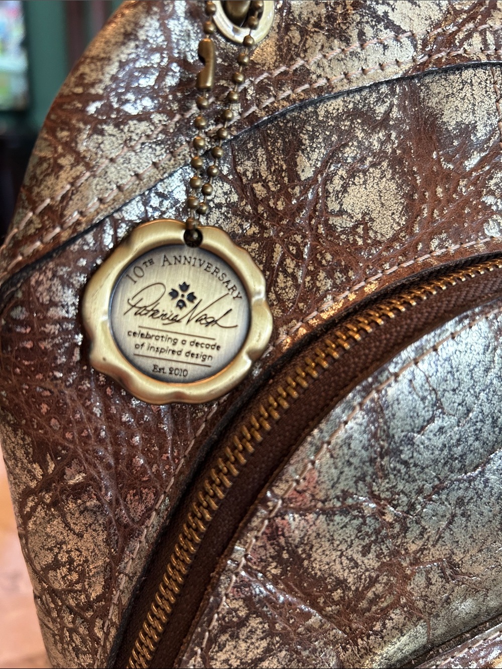 Patricia Nash Distressed Metallic Backpack - Picture 3 of 6